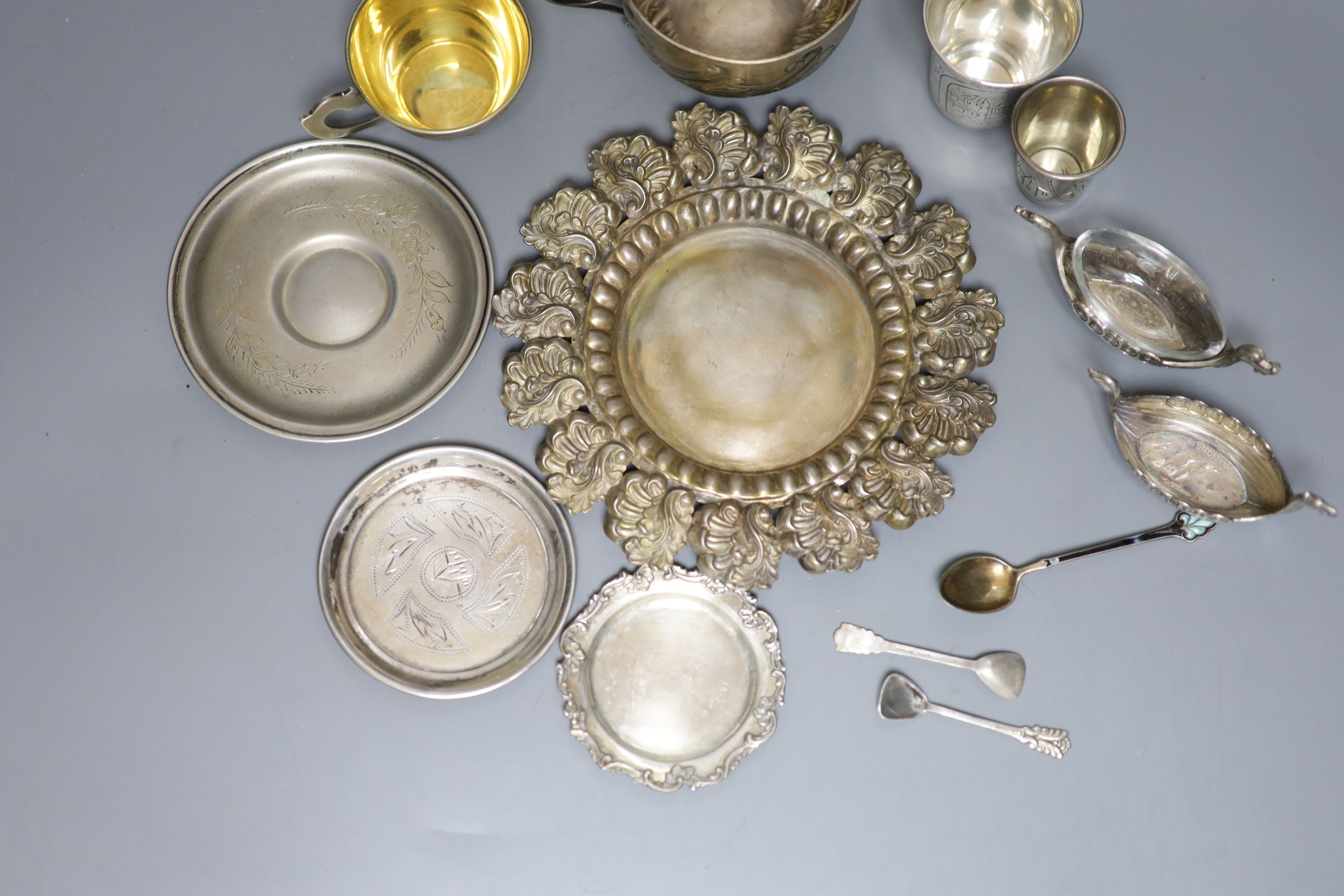 A small group of late 19th/early 20th century Russian 84 zolotnik items